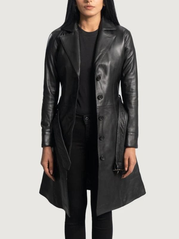 Thread Masters INC Moonlight Black Leather Trench Coat
