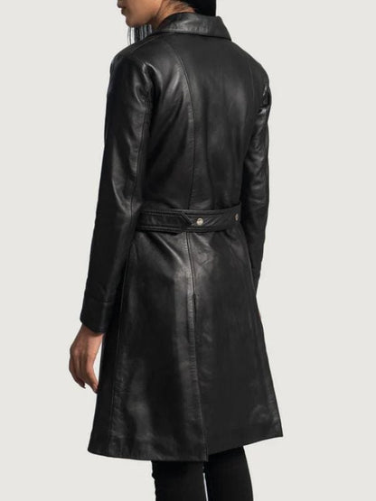 Thread Masters INC Moonlight Black Leather Trench Coat