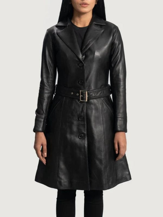 Thread Masters INC Moonlight Black Leather Trench Coat