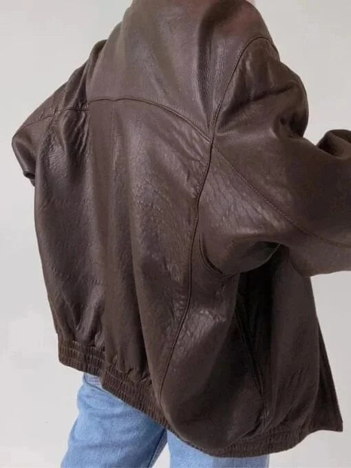 Thread Masters INC Oversized Full Grain Vintage Baggy Style Brown Leather Jacket