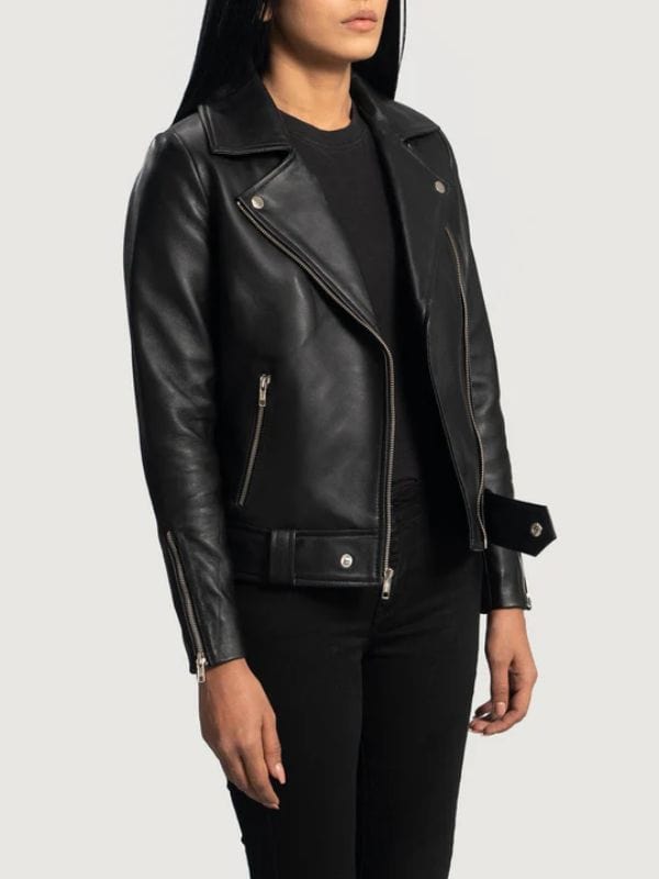Thread Masters INC Rumy Lapel Collar Black Leather Biker Jacket