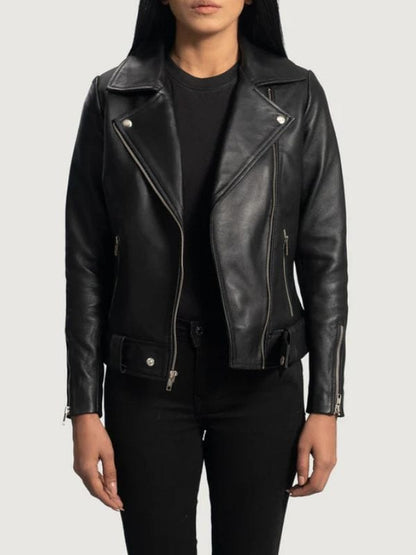 Thread Masters INC Rumy Lapel Collar Black Leather Biker Jacket