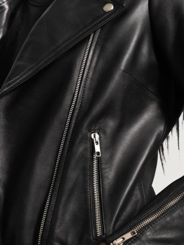 Thread Masters INC Rumy Lapel Collar Black Leather Biker Jacket