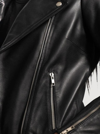 Thread Masters INC Rumy Lapel Collar Black Leather Biker Jacket