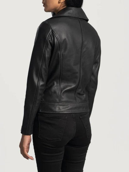 Thread Masters INC Rumy Lapel Collar Black Leather Biker Jacket