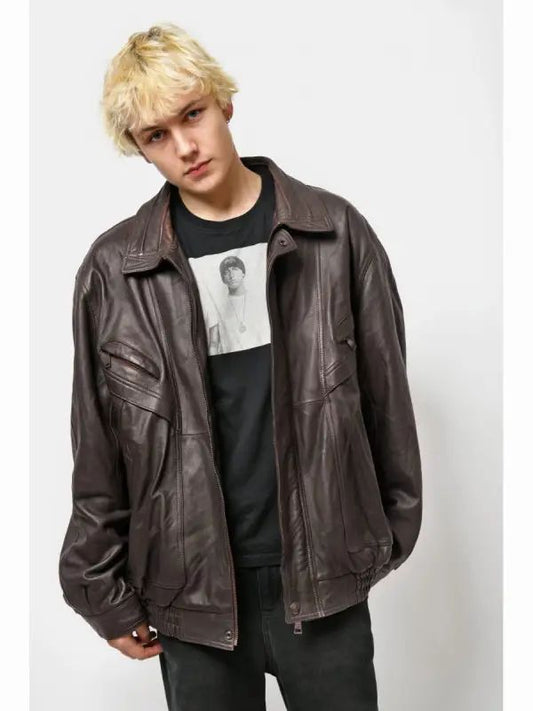 Vintage Brown Leather Oversized Jacket