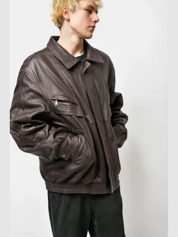 Thread Masters INC Vintage Brown Leather Oversized Jacket