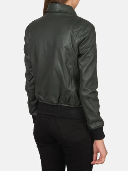 Thread Masters INC Westa A-2 Green Leather Bomber Jacket