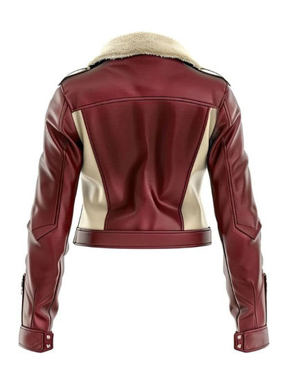 Thread Masters INC Women's B3 Aviator Pilot Beige Maroon Jacket