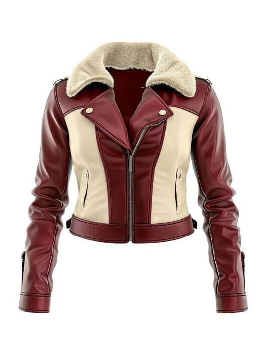 Thread Masters INC Women's B3 Aviator Pilot Beige Maroon Jacket