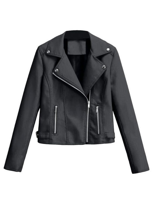 Thread Masters INC Women's Black Motorbike Genuine Black Leather Jacket