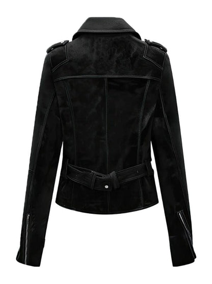 Thread Masters INC Women's Black Motorbike Genuine Suede Jacket