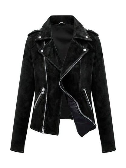Thread Masters INC Women's Black Motorbike Genuine Suede Jacket