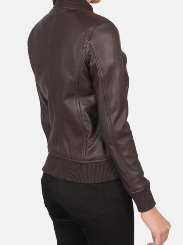 Thread Masters INC Women's Bliss Maroon Leather Bomber Jacket