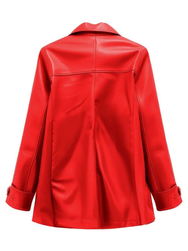 Thread Masters INC Women’s Genuine Sheepskin Double Breasted Red Peacoat