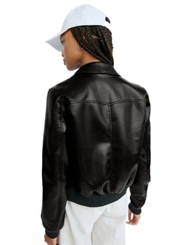 Thread Masters INC Women's Premium Black Leather Bomber Jacket