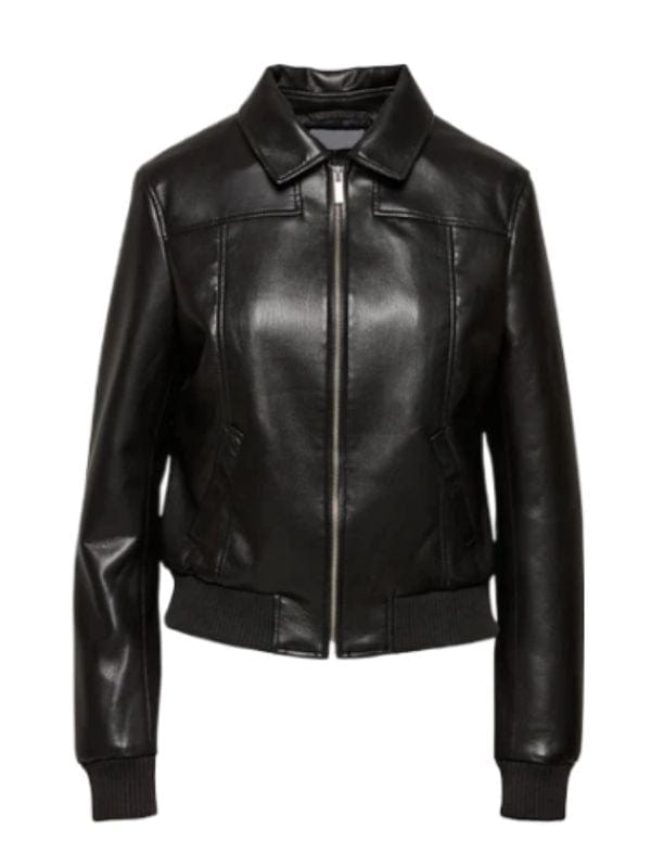 Thread Masters INC Women's Premium Black Leather Bomber Jacket
