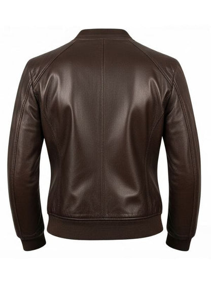 Thread Masters INC Women's Premium Dark Brown Leather Bomber Jacket