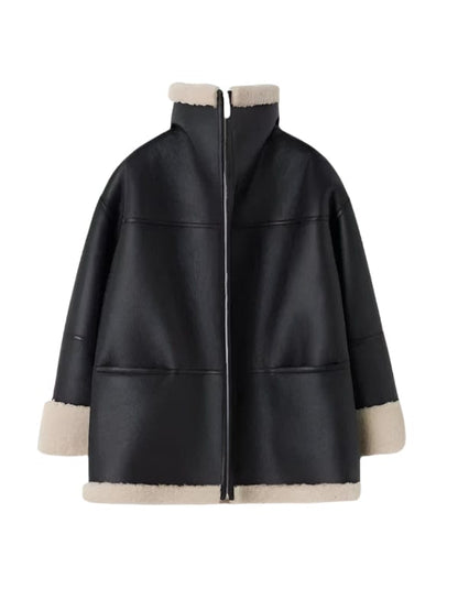 Thread Masters INC Women's Real Sheepskin Black Leather B3 RAF Aviator Jacket