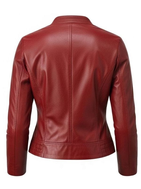 Thread Masters INC Women's Red Quilted Shoulder Leather Bomber Jacket