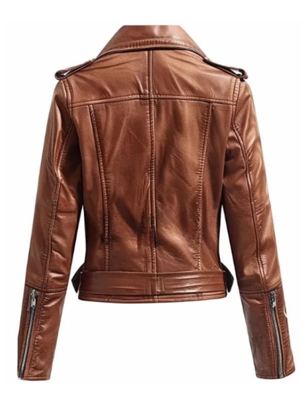 Thread Masters INC Women's Vintage Brown Leather Biker Jacket