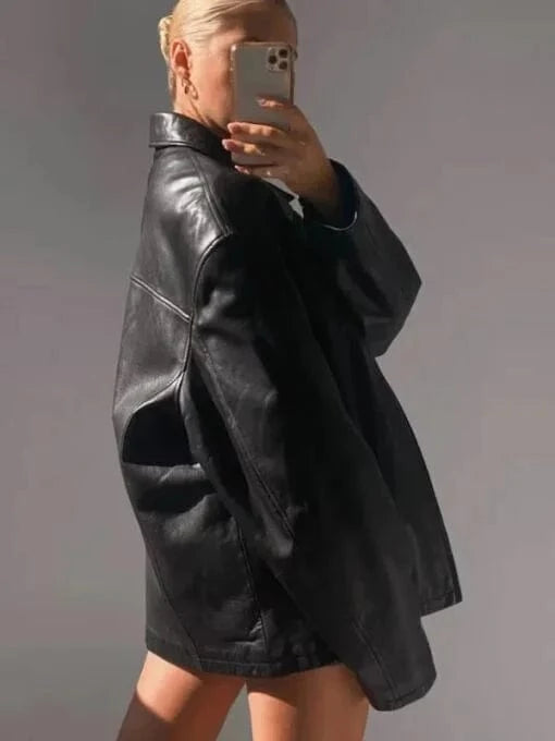 Thread Masters INC Women Vintage 90’s Oversized Straight Black Jacket