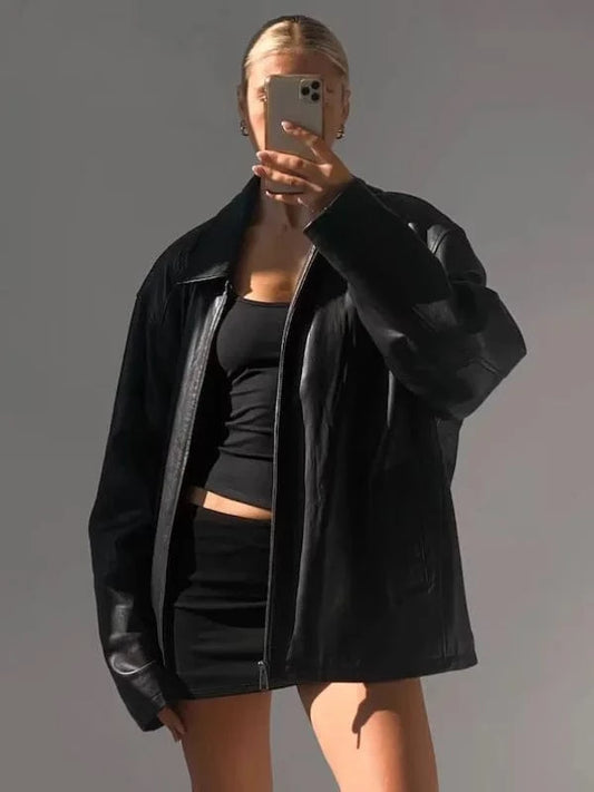 Thread Masters INC Women Vintage 90’s Oversized Straight Black Jacket