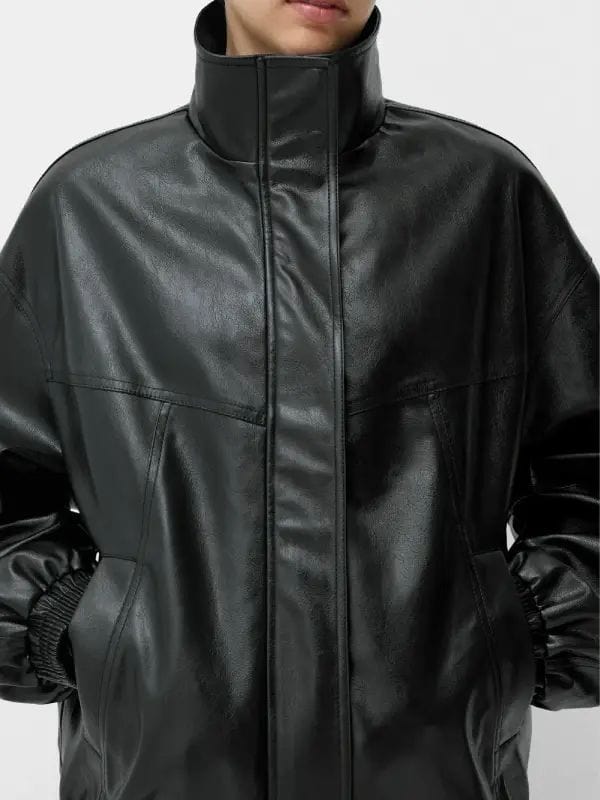 Thread Masters INC Womens Bershka Oversized Faux Leather Jacket