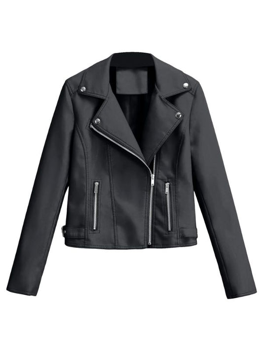 Women's Black Motorbike Genuine Black Leather Jacket