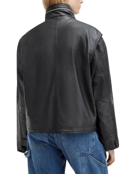 Thread Masters INC Womens Black Slouchy Leather Jacket