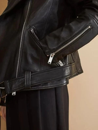 Thread Masters INC Womens Oversized 90s Vintage Retro Biker Black Leather Jacket