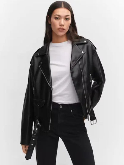 Thread Masters INC Womens Oversized Leather Effect Jacket