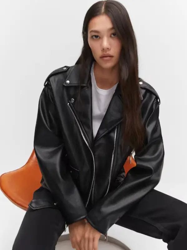 Thread Masters INC Womens Oversized Leather Effect Jacket