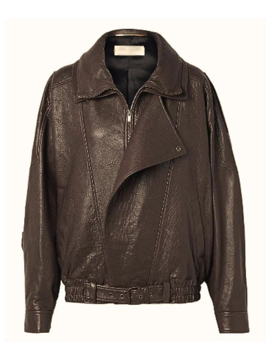 Brown leather jacket on a white background