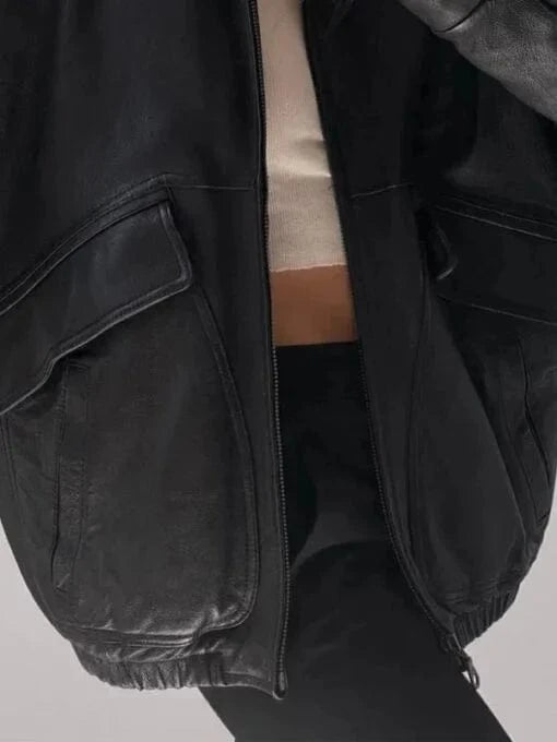 Thread Masters INC Womens Oversized Victorian Nostalgic Black Leather Jacket