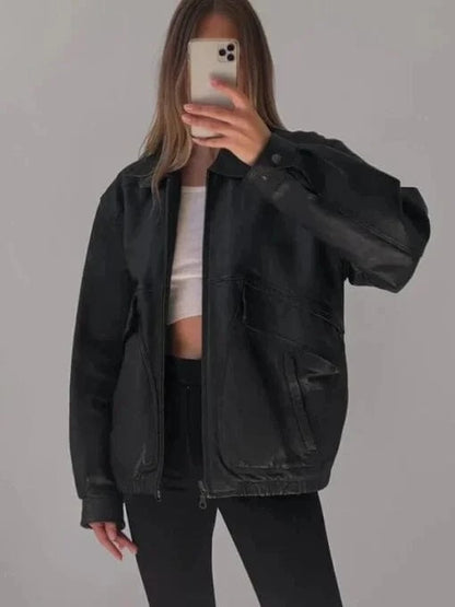 Thread Masters INC Womens Oversized Victorian Nostalgic Black Leather Jacket