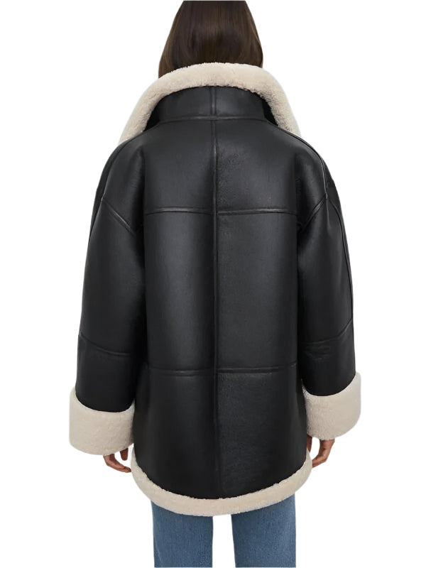 Women's Real Sheepskin Black Leather B3 RAF Aviator Jacket