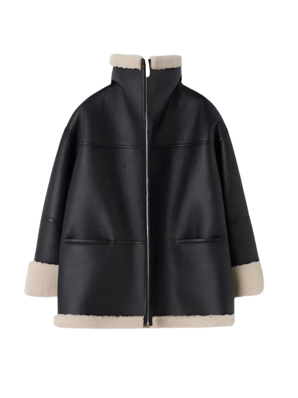 Women's Real Sheepskin Black Leather B3 RAF Aviator Jacket