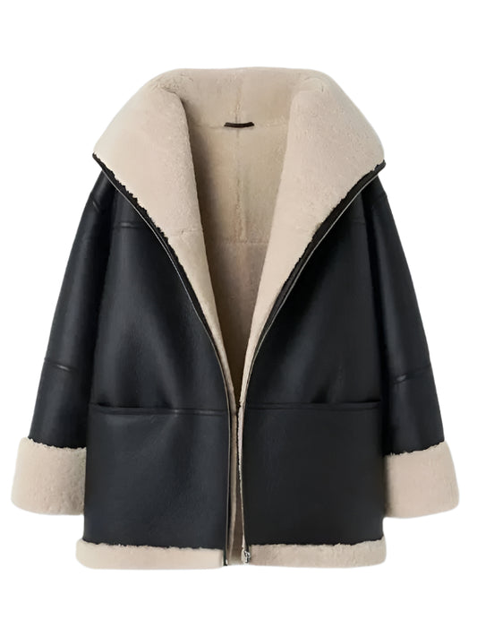 Women's Real Sheepskin Black Leather B3 RAF Aviator Jacket