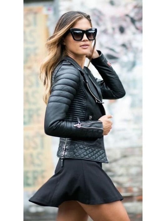 Thread Masters INC Womens Stylish Motorcycle Biker Genuine Lambskin Leather Jacket
